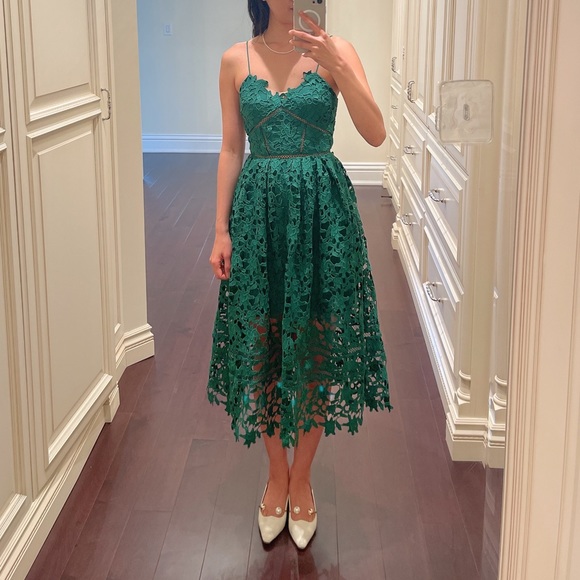 Self-Portrait Green Lace Dress , colorGreen SizeUS0 UK4
